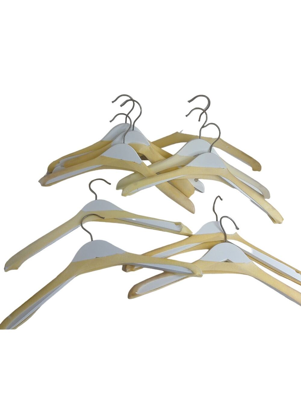 Wooden White Curved Clothes Hangers Heavy Duty Set of 20